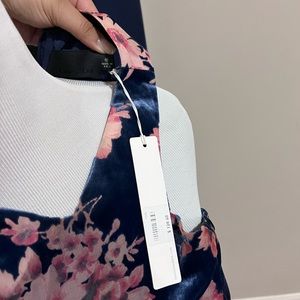 Line & Dot dark blue blouse with pink flowers. Size M. New with tags.